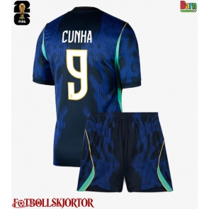 Brasilien Matheus Cunha #9 Borta Kläder Barn VM 2026 Kortärmad (+ Korta byxor)